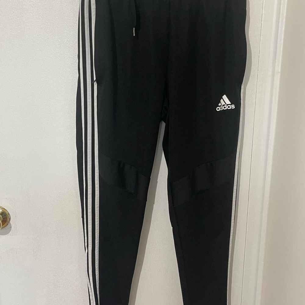 Adidas Black and White Sweatpants with Iconic Stripes